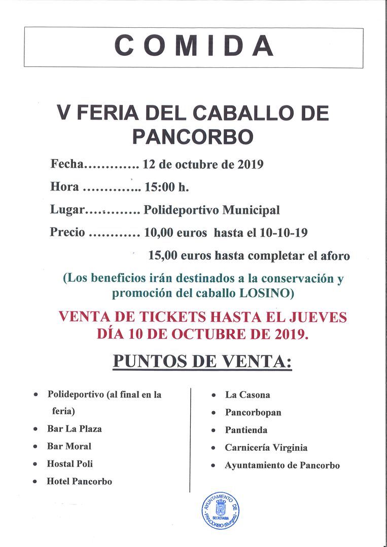 V FERIA DEL CABALLO LOSINO DE PANCORBO (Sábado 12-10-2019)