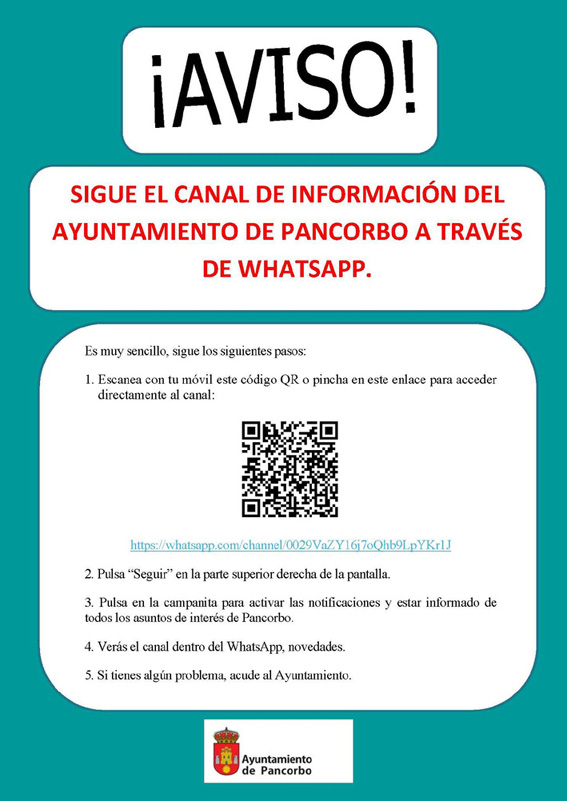Cartel canal de Whatsapp